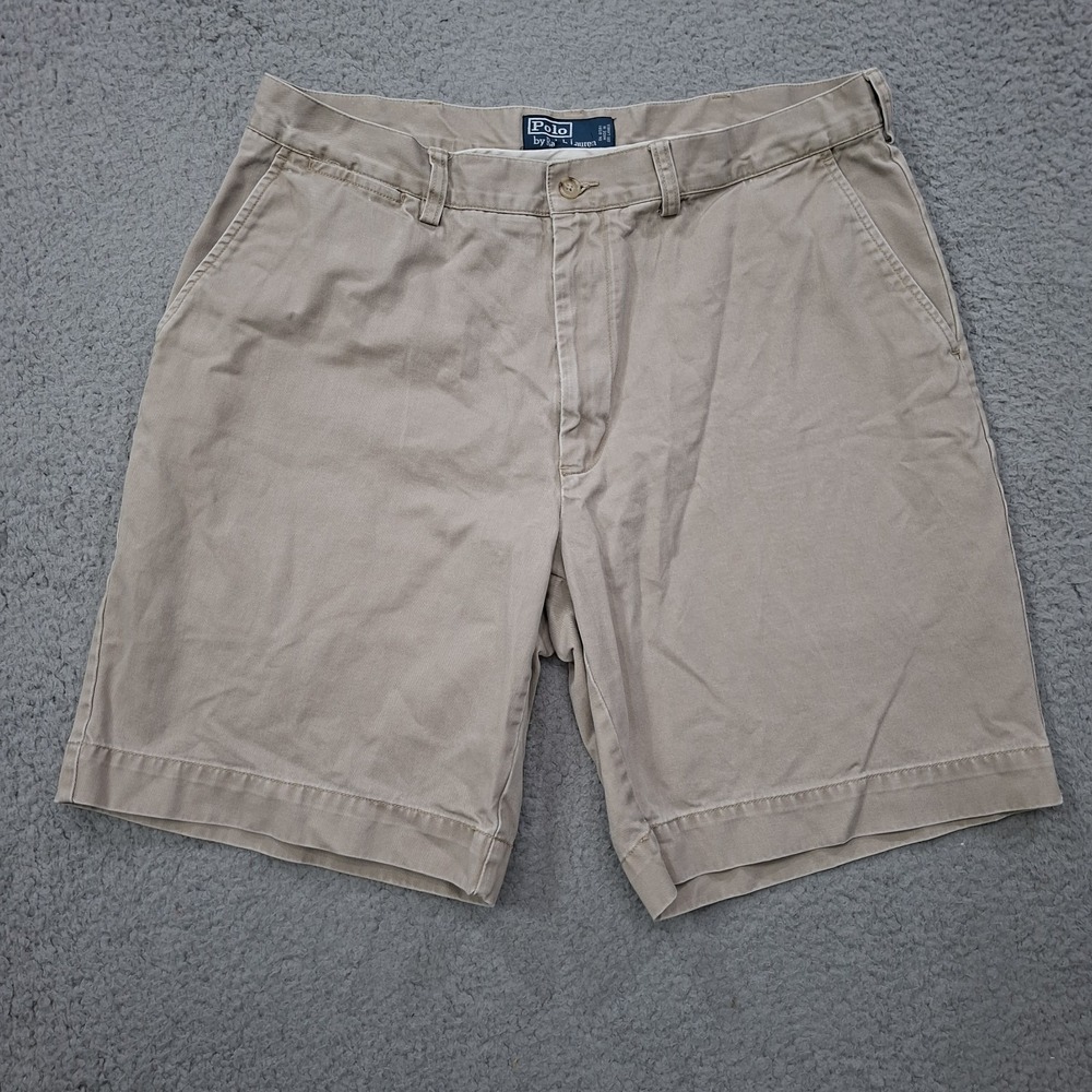 Vintage Polo Ralph Lauren Prospect Shorts Men's 36x9 Beige Khaki 8" Inseam Chino